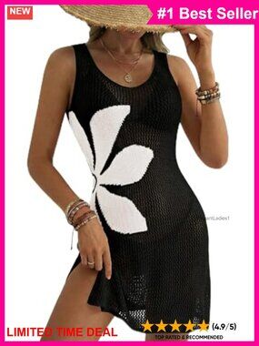 Crochet Knit Swimsuit Coverup Sleeveless Tank Sundress